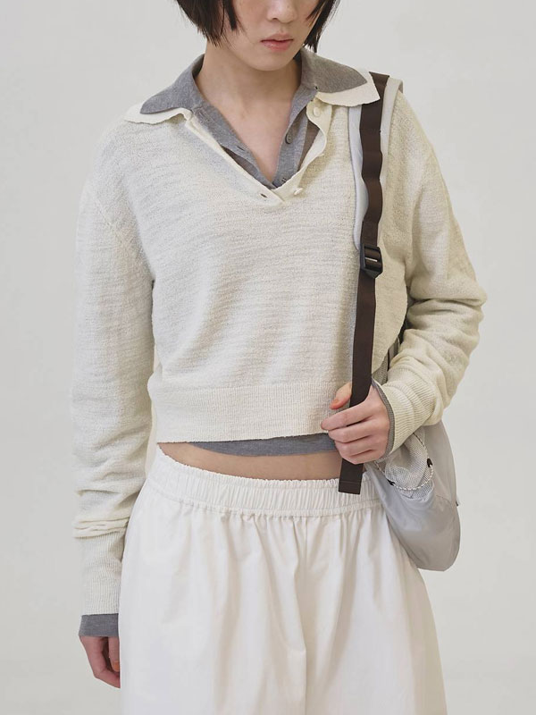 【即納】 トゥデイフル TODAYFUL 2026springsummer トップス Layered Polo Knit レイヤードポロニット 長袖 ショート丈 12610508 12610806 26春夏