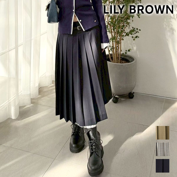 ｴﾝﾄﾘｰでﾎﾟｲﾝﾄ上乗ｾ 【新作10%OFF】【即納】 リリー ブラウン LILY BROWN ボトムス 26春夏 ベルト付きレースプリーツスカート ミドル丈 プリーツ ベルト lwfs261167