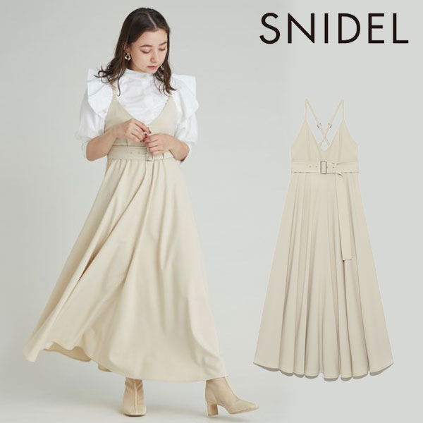 特価ブランド ワンピース ワンピース レディース フレアボリュームジャンスカ 2月中旬 3月中旬予約 21春夏 Snidel スナイデル ロング丈 Swfo カジュアル ゆったり ベルト 重ね着 キャミソール キャミワンピ フレア ジャンバースカート Www Webkhabar Com