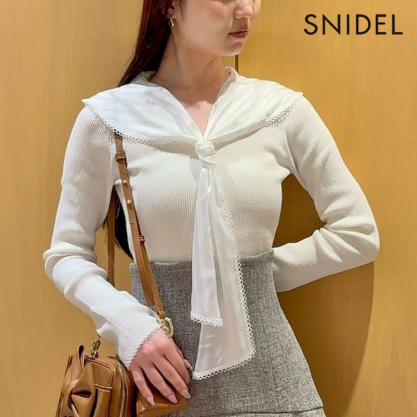 ｴﾝﾄﾘｰでﾎﾟｲﾝﾄ上乗ｾ 【ｽﾌﾟﾘﾝｸﾞｾｰﾙ10%OFF】【即納】スナイデル SNIDEL トップス 26春夏 Sustainableスカーフブラウスドッキングプルオーバー 長袖 2WAY スカーフセット swnt261017