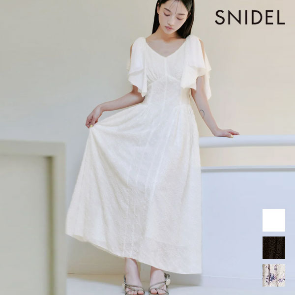 ｴﾝﾄﾘｰでﾎﾟｲﾝﾄ上乗ｾ 【即納】 スナイデル SNIDEL ワンピース リボンジャガードワンピース ノースリーブ マキシ丈 フレア swfo261137