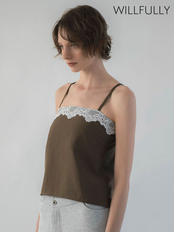 ｴﾝﾄﾘｰでﾎﾟｲﾝﾄ上乗ｾ 【ｽﾌﾟﾘﾝｸﾞｾｰﾙ10%OFF】【即納】ウィルフリー WILLFULLY トップス lace basic bare camisole レースベーシックベアキャミソール キャミソール ミドル丈 2611-to-20