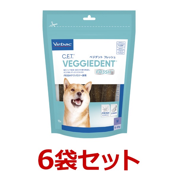 【６袋書き割り】【C.E.T. ベジデントフレッシュ M 15本入り口・入口×６袋】犬【ビルバックジャパン】（CETベジデントフレッシュM）【デンタルケア】 (発)