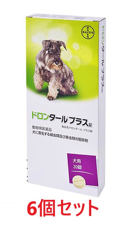 【６個書き割り】【ドロンタールプラス錠 犬用 20錠入り口・入口×６個】【犬用】【毛の荒物用飲み薬】 [寄生生物追い出し剤]  (ドロンタール つけ加える) *(C)