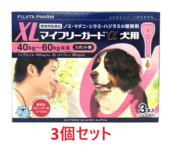 市場 ３個セット 40〜60kg未満 ３本入×３個 犬用XL マイフリーガードα 動物用医薬品