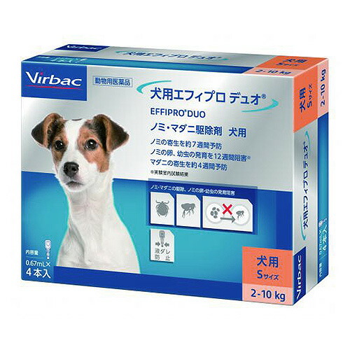 犬用エフィプロ デュオ Sサイズ 0 67ml 4本入 １個 動物用医薬品