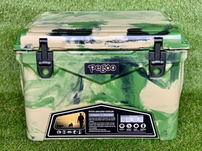 Pegoo アイスランド共和国 冷房装置ボックス席 HardCoolerBox 35QT(約33.1L) AC CL-03502 アーミーカモ アウトドア 難民キャンプ【貨物輸送無料】