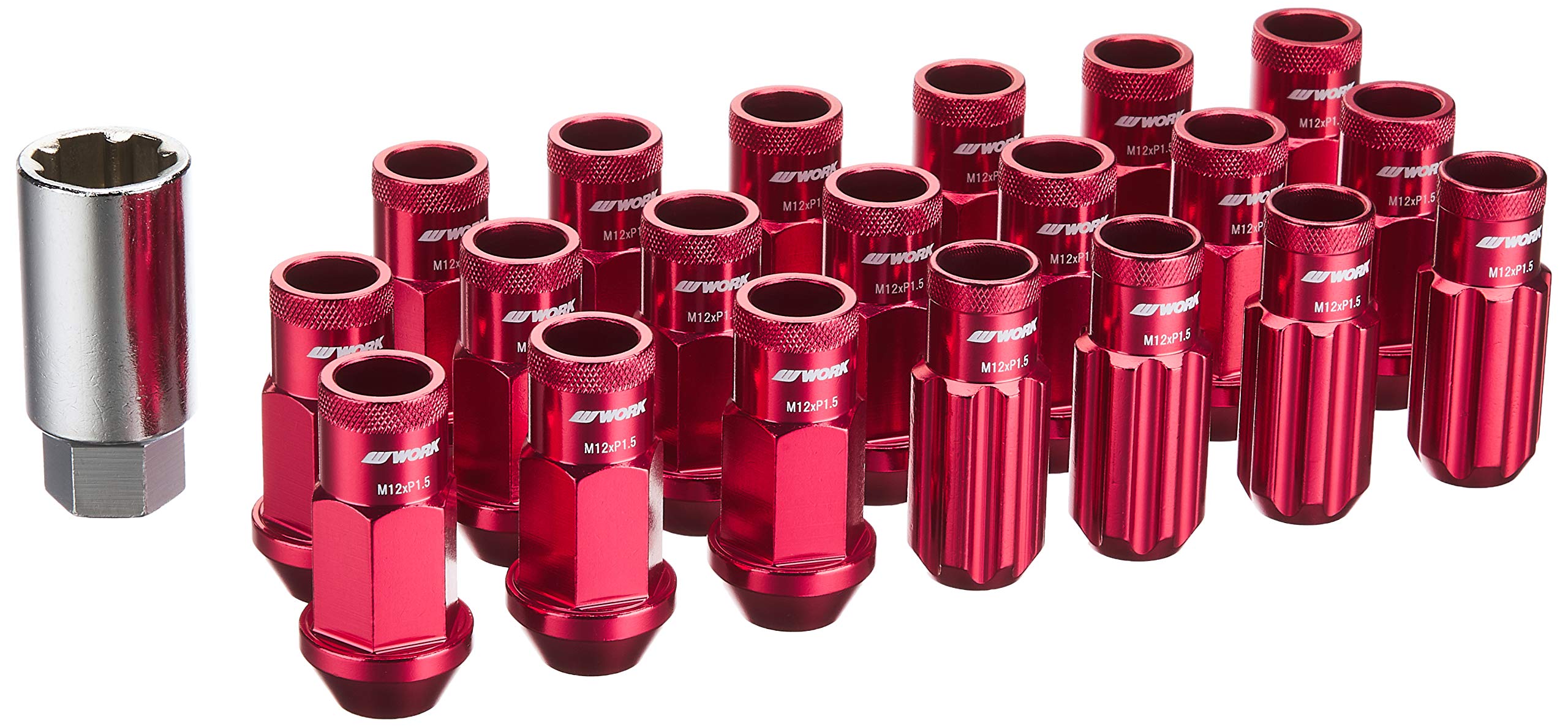 WORK(ワーク) ロングタイプロックナットセット 軽量レーシングナット レッド 19HEX M12×P1.5 全長50mmWORKRANUT-RD15