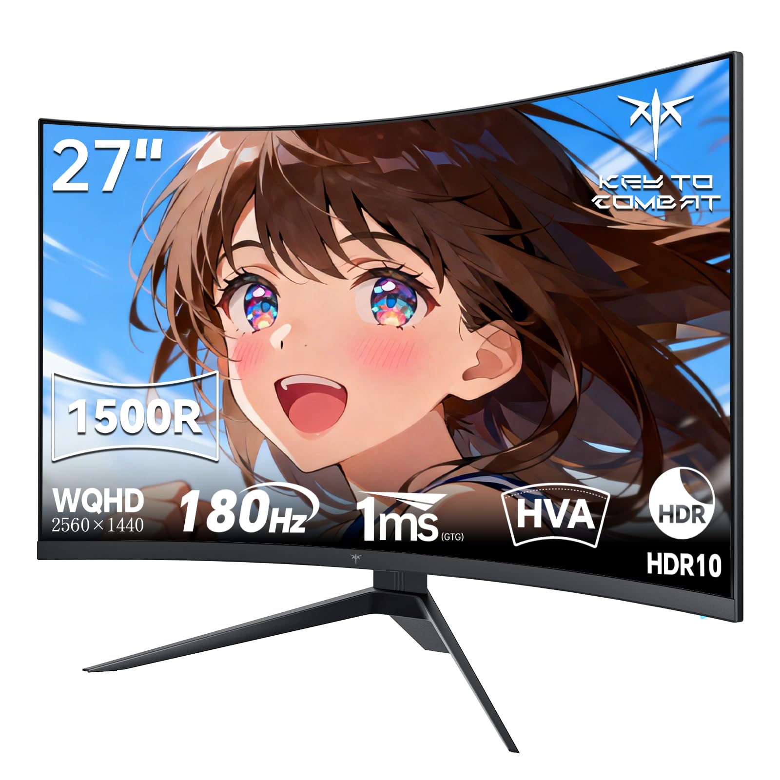 KTC 27インチ 湾曲ゲーミングモニター WQHD (2560x1440) 180Hz 1ms(MPRT) 1500R 5000:1コントラスト比 HDR10 sRGB132%/DCI-P3 104%/Adobe RGB112%色域ボリューム ΔE_2 |道具セレクション