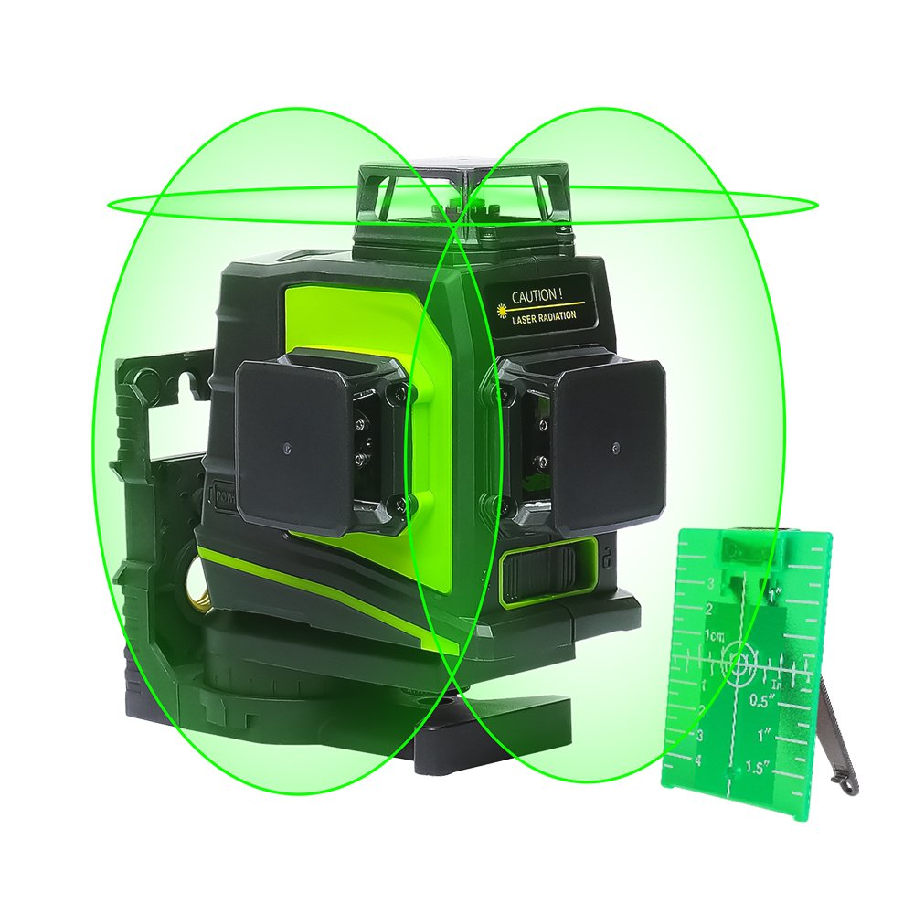 Huepar 3x360° レーザー墨出し器 グリーン 緑色 レーザー クロスライン 大矩 フルライン照射モデル 自動補正 2電源方式 USB充電可能 受光器対応 GF360G