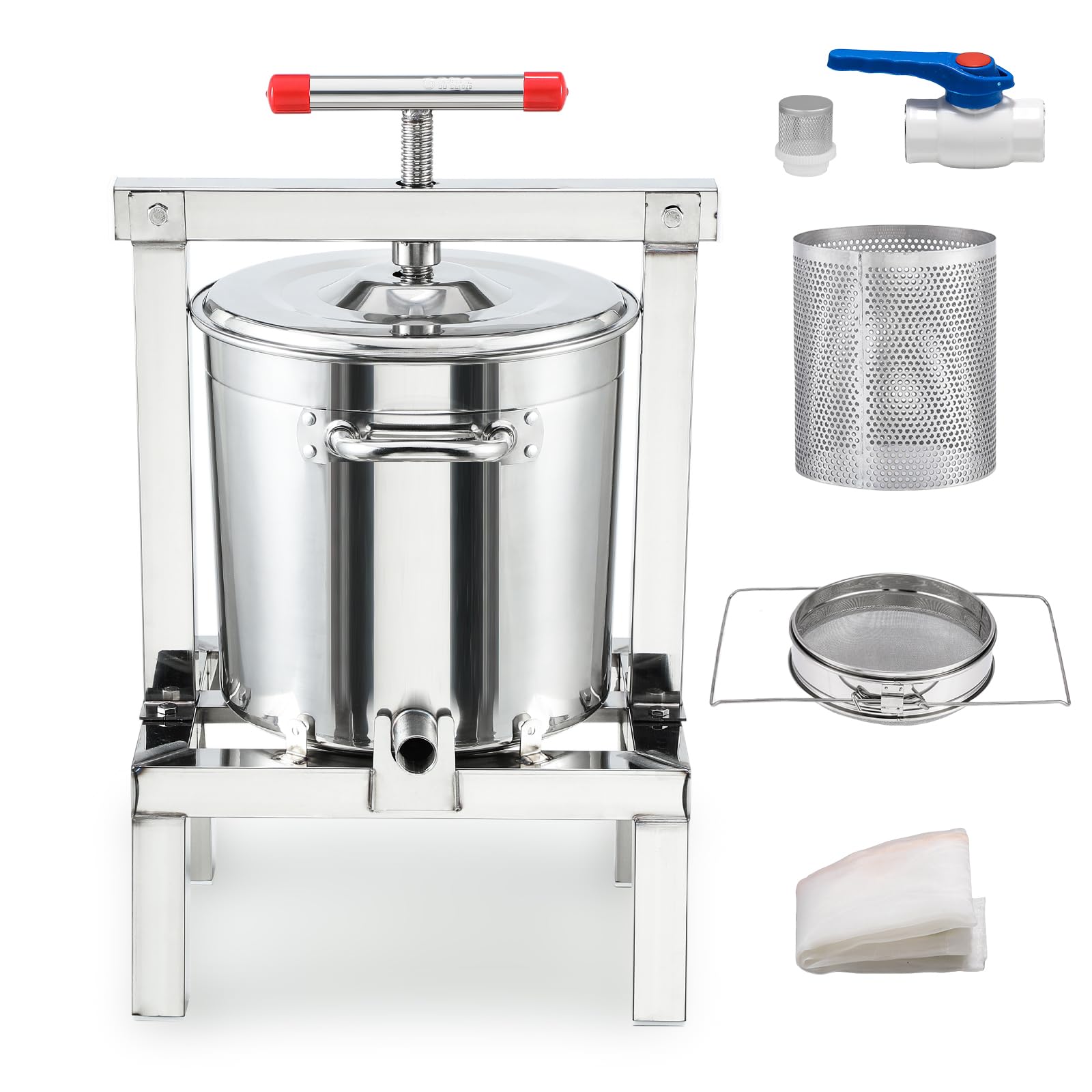 CGOLDENWALL 蜂蜜圧搾機 10L 分離器 全密閉型 手動 ステンレス鋼製 多重濾過 はちみつ 抽出器 取り外し可能 絞り器 蜜を絞り ジューサー ハチミツ 養蜂器具 蜂蜜分離/野菜脱水/果物絞り/漢方薬濾過 日本語取扱説明書付き|道具セレクション