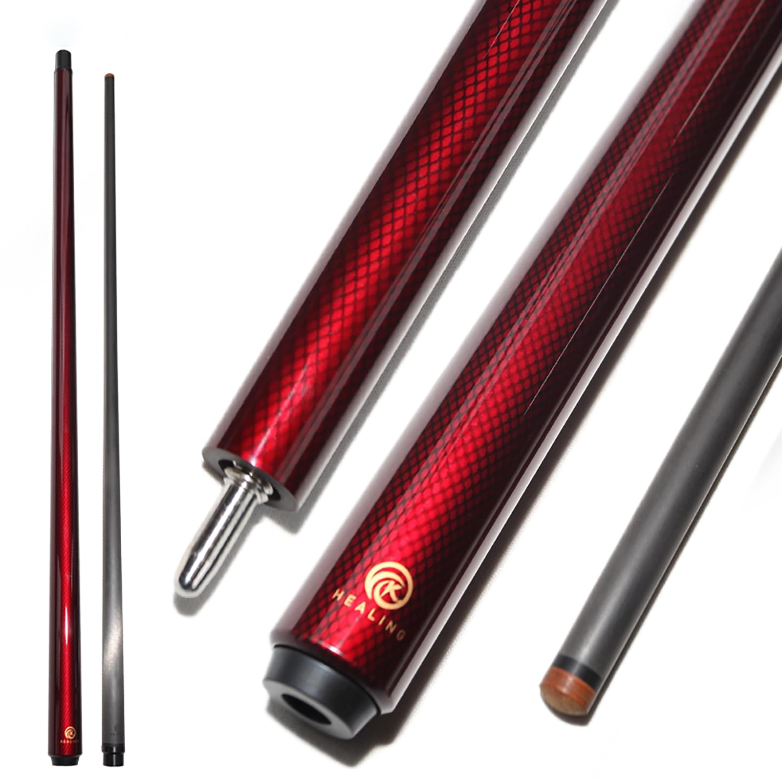 ビリヤード キュー OKHEALING 58インチ19-20oz 1/2 ジョイント カーボンファイバープール キュースティック 12.4mm キューチップ (Play Cue) (Uniloc)｜道具セレクション