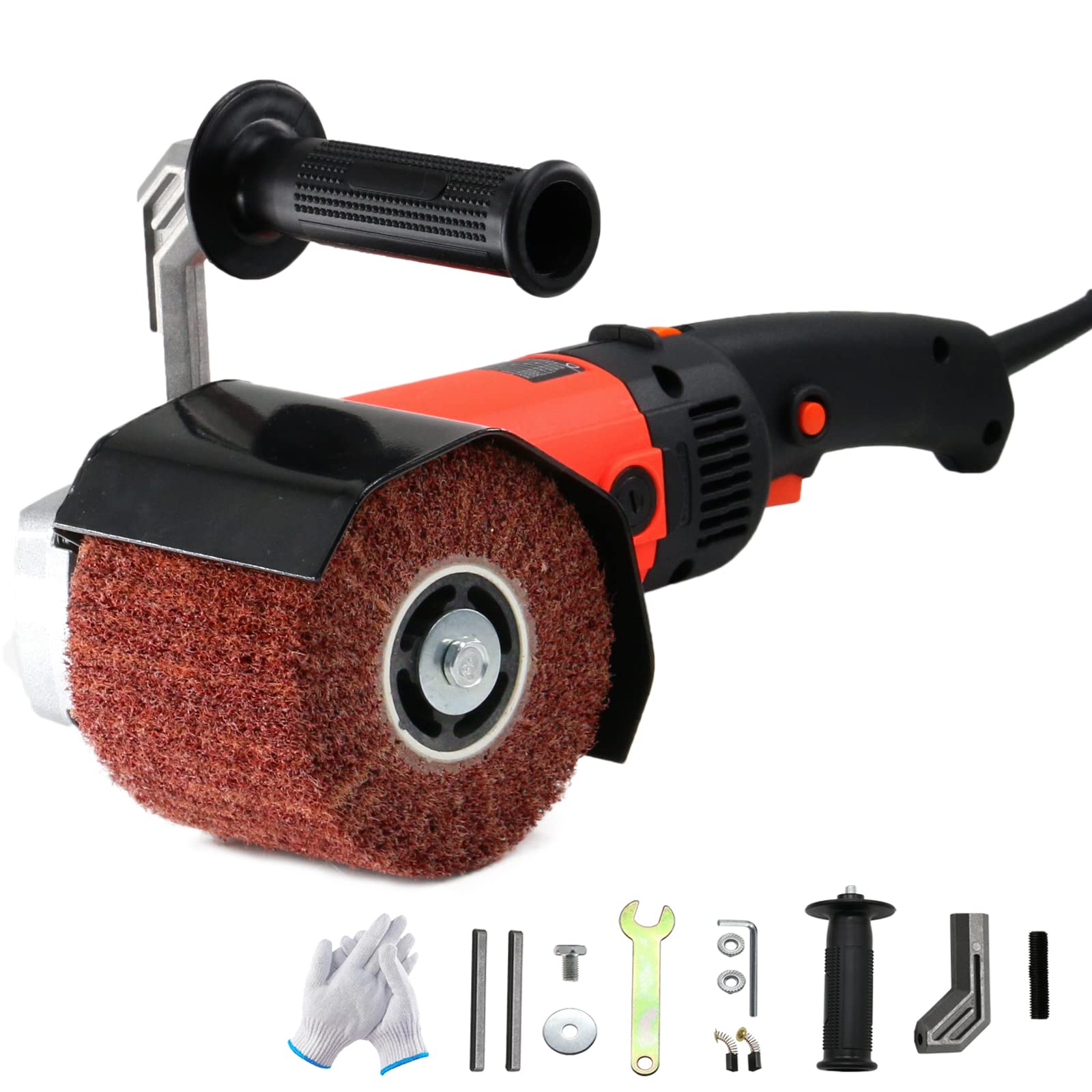 Howhite バニシング研磨機 幅100mm 研磨工具 ヘアラインサンダー ディスクグラインダー ポリッシャー ハンドヘルド式 金属の研磨 バリ取り 錆落とし 電動工具 電動サンダー 金属/木材/ステンレス/タイルの研削/研磨に対応 6段変速