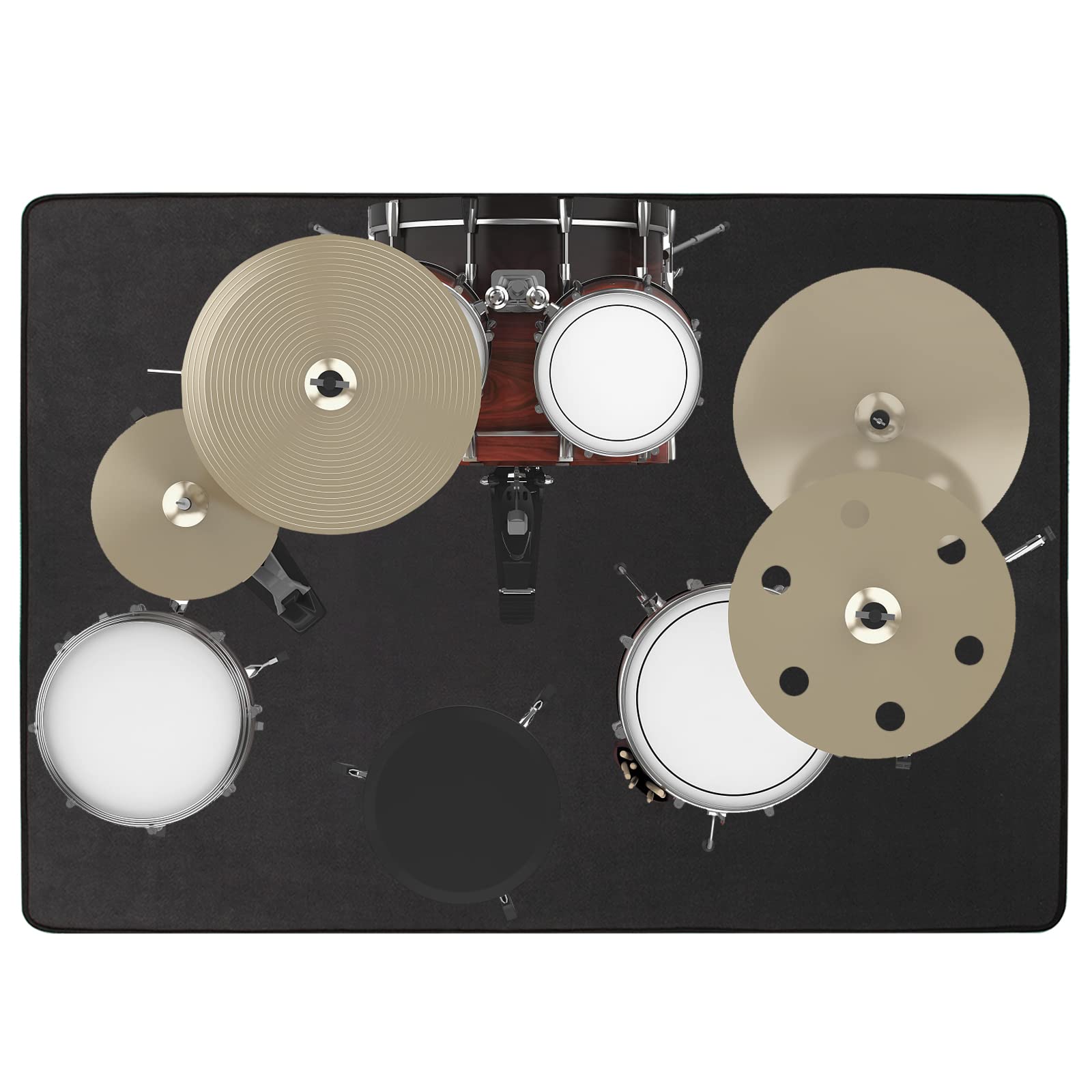 BQKOZFIN ドラムマット ドラムラグ Drum Rug 防振 防音 180X140cm パーカッション 滑り止め 振動吸収マット セット ラグ 練習用 カーペット 長方形 ブラック