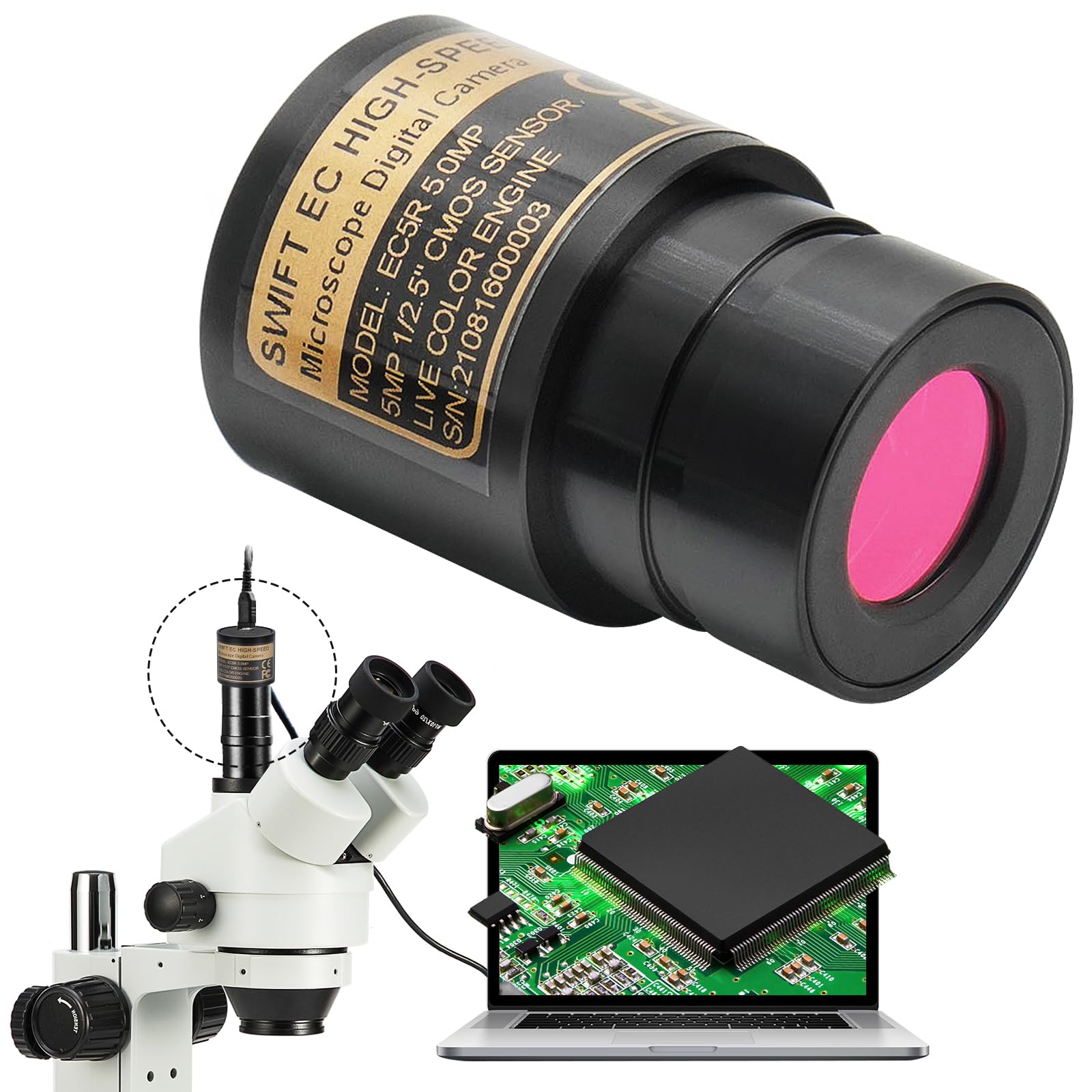 SWIFT EC5R 顕微鏡デジタル接眼レンズ 電子アイピース 顕微鏡用 500万画素 5MP HD USB2.0 カメラ バージョンアップ Windows/Mac OS対応