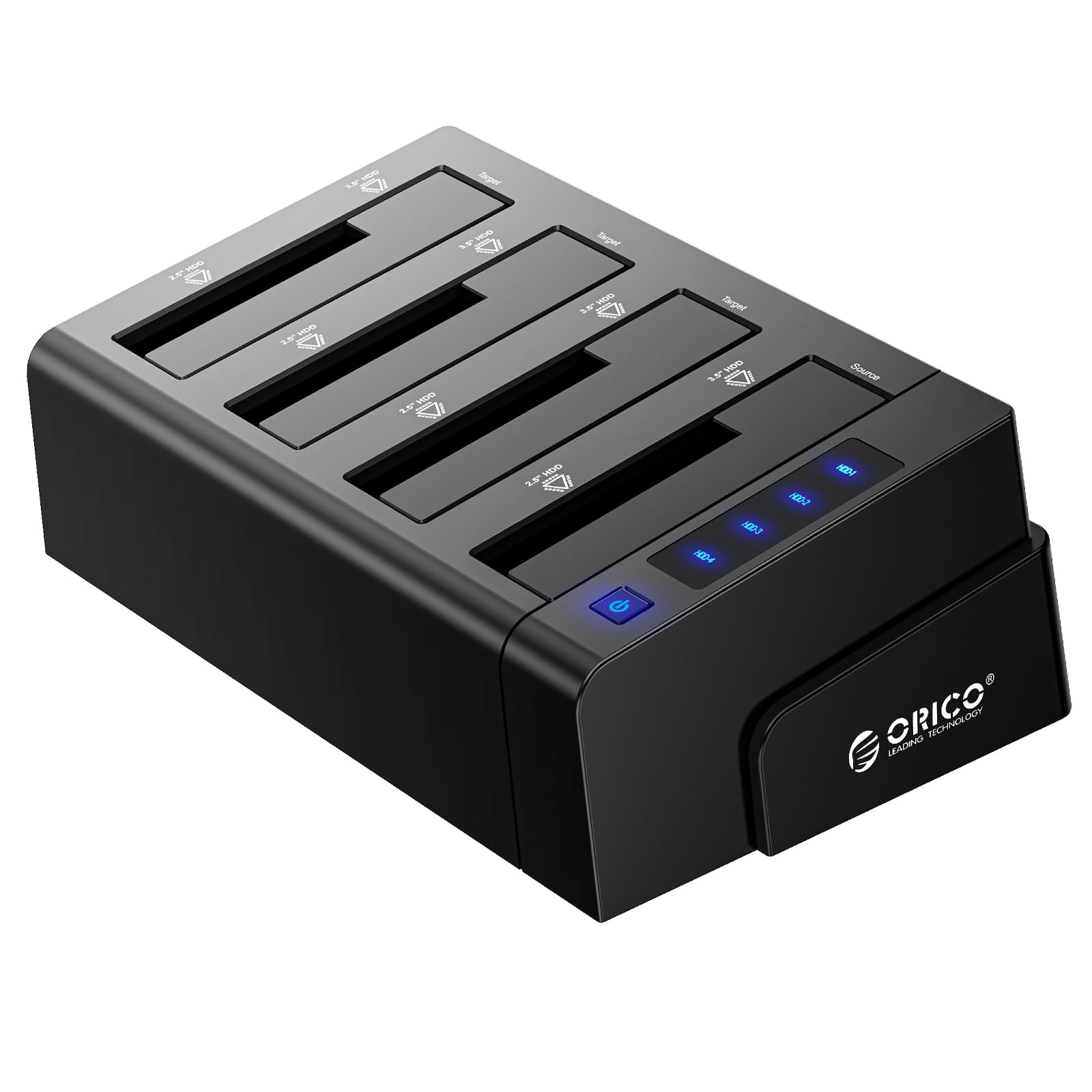 ORICO USB3.0 HDDケース クローン機能付き 2.5 / 3.5インチ SATA HDD/SSD 対応 4ベイ ハードディスクケース 工具不要 10TB*4台対応 電源アダプター付 ブラック 6648US3|道具セレクション