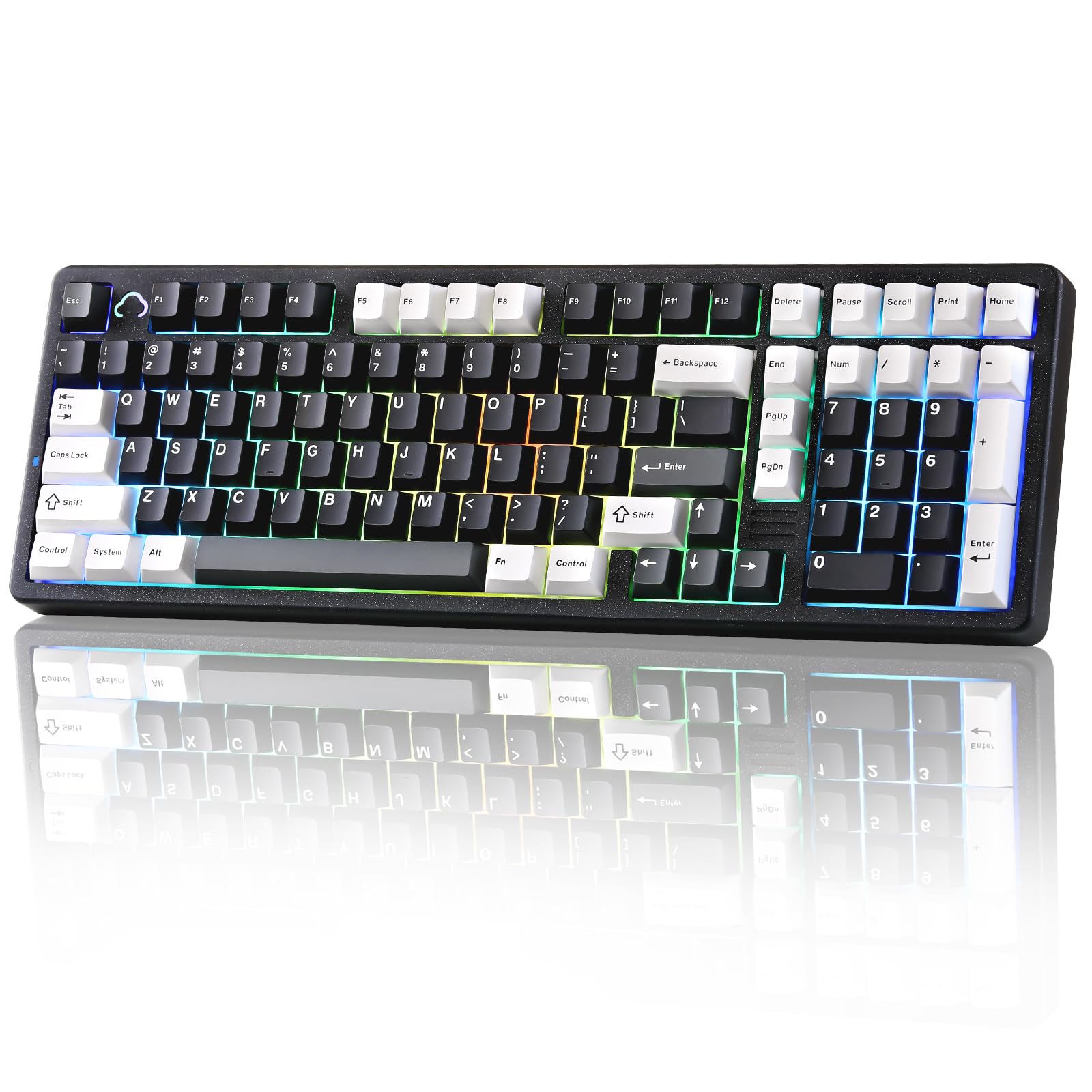 YUNZII AL98 QMK/VIA ワイヤレス メカニカルゲーミングキーボード フルアルミニウム筐体 BT/2.4G/USB-C接続対応 プレルーブ済み ホットスワップ対応 リニアスイッチ ガスケットマウント 1800レイアウト RGBバックライト W