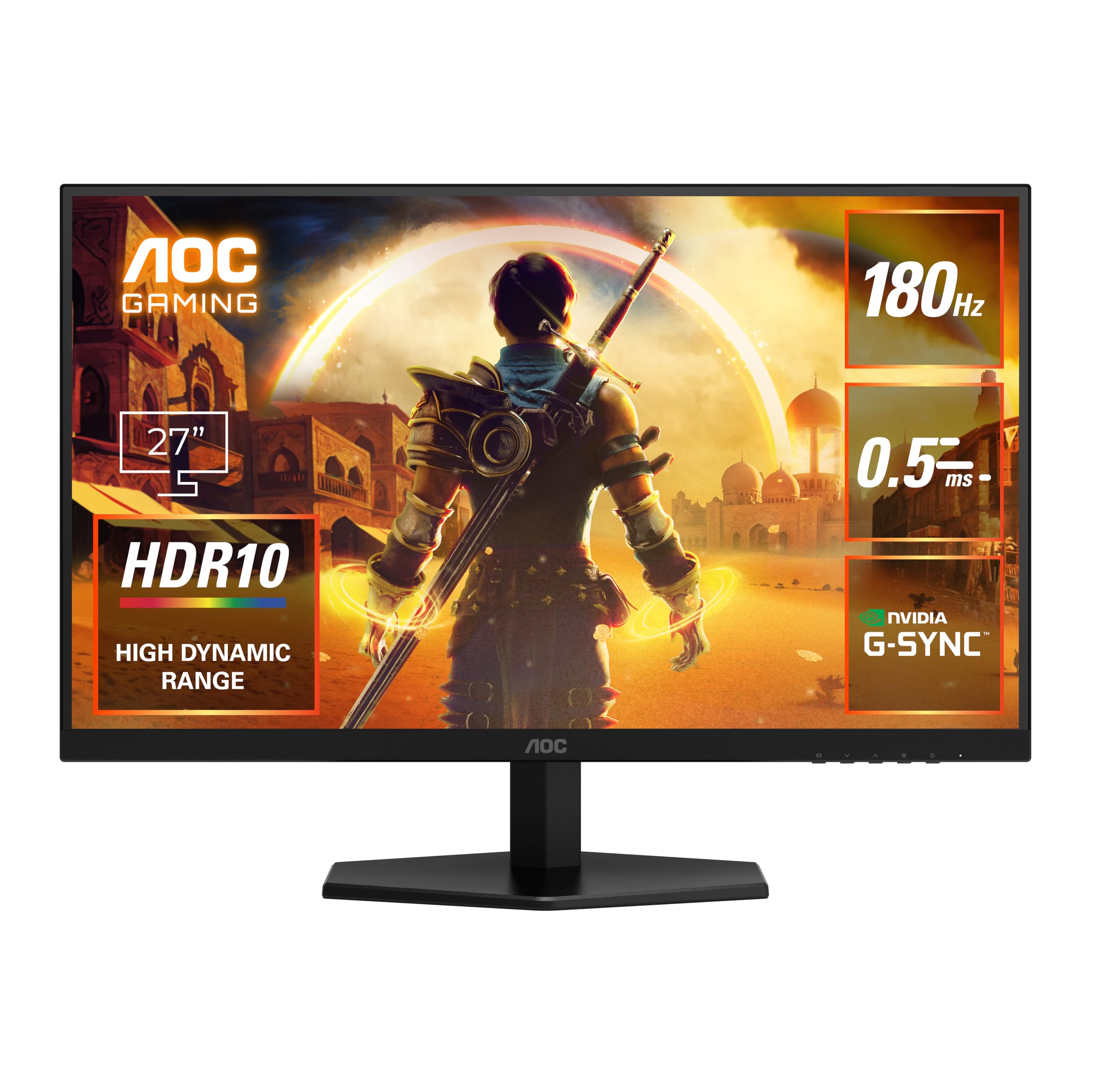 AOC ゲーミングモニター 27G42E/11, 27.0インチ, フルHD/1920×1080@180Hz, 応答速度0.5ms(MPRT), Fast IPS, HDMI2.0 x 1/ DP1.4x1,ブルーライト低減, フリッ|道具セレクション