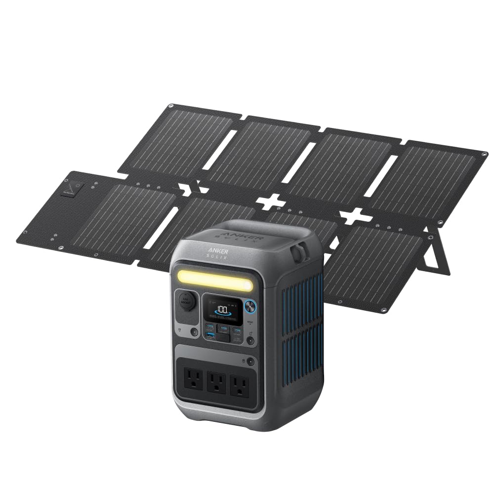 Anker Solix C300 Portable Power Station with Solix PS60 Compact Portable Solar Panel 288Whポータブル電源と60Wソーラーパネルセット 定格出力300W 小型軽量 持ち
