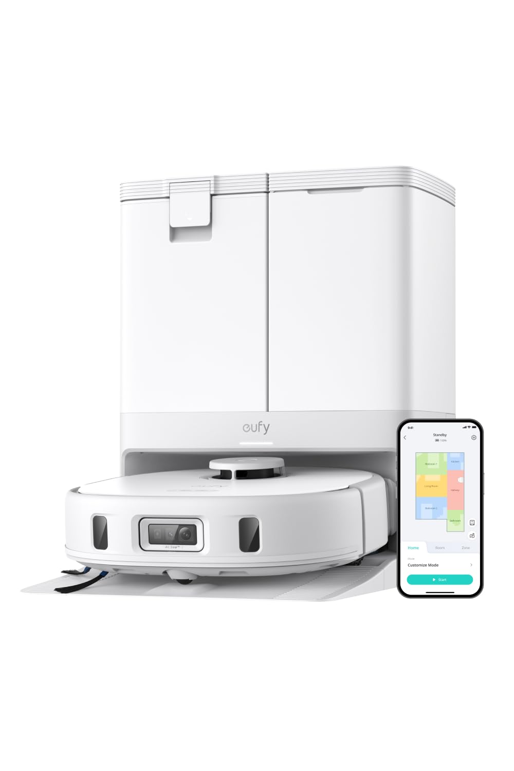 Anker Eufy (ユーフィ) X10 Pro Omni (ロボット掃除機) 【加圧式デュアル回転モップ搭載/自動ゴミ収集ステーション/モップの自動洗浄・乾燥機能付き/毛絡み除去システム/モップリフト/水拭き両用/AIマッピング 掃除経路確認/AIカメ|道具セレクション