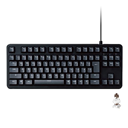 エレコム ゲーミングキーボード 有線 メカ二カル 全キーロールオーバー 5000万回高耐久スイッチ採用 タクタイル 茶軸 日本語配列 テンキーレス ブラック TK-GK20TBK