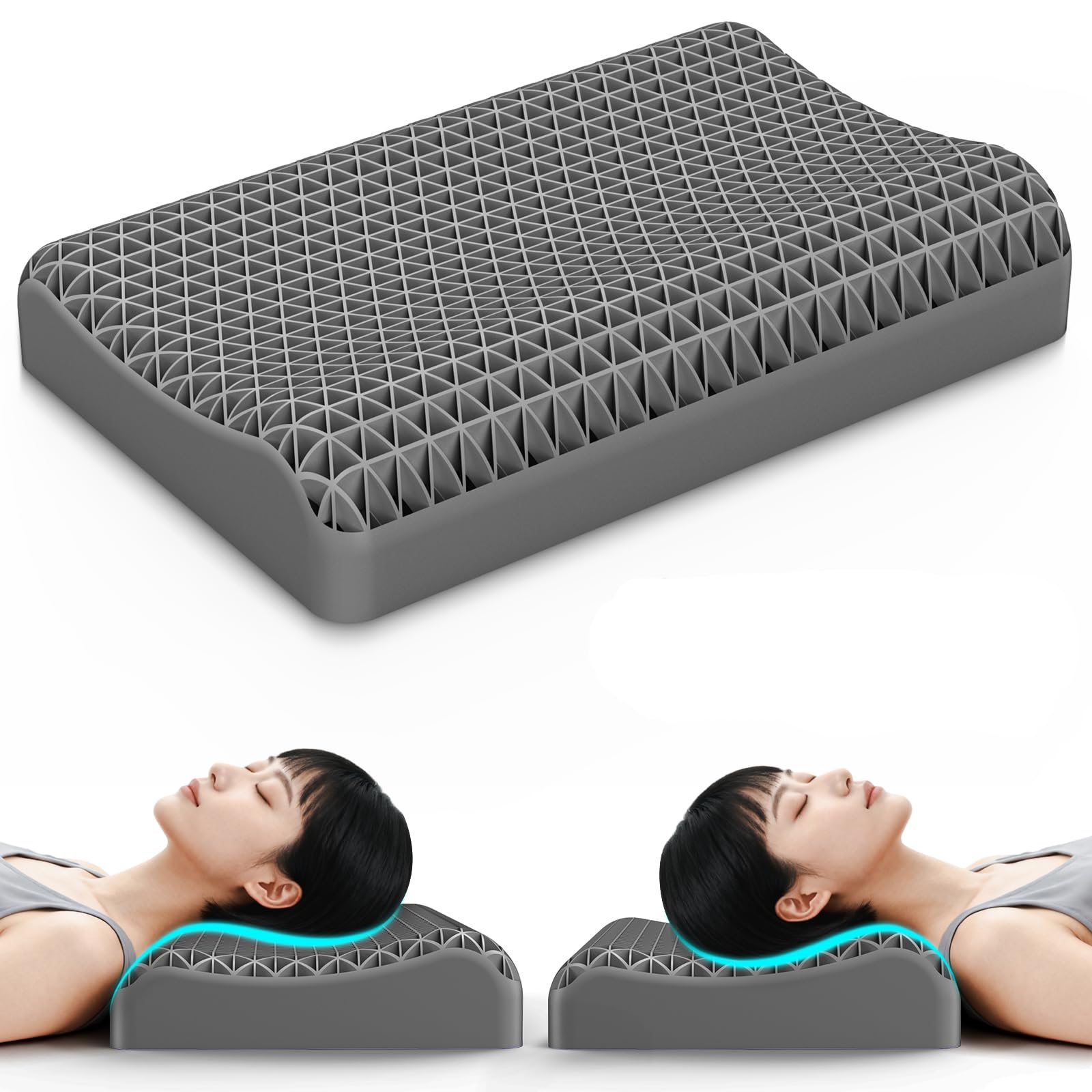 Dafeel TPEジェル枕 まくら 高さ切替|ハニカム通気（約1600通気孔）蒸れにくい|体圧分散・寝返りしやすい|丸洗いOK|横向き/仰向け/うつ伏せ対応｜道具セレクション