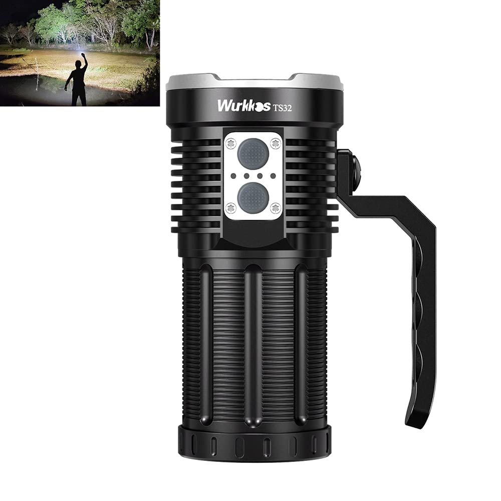 wurkkos TS32充電式懐中電灯13000高ルーメン、IP 68防水Led懐中電灯、12*519 Aと1*SFT 40 Ledを持ち、非常用懐中電灯は放電を支持し、2スイッチ懐中電灯、キャンプハイキング用|道具セレクション