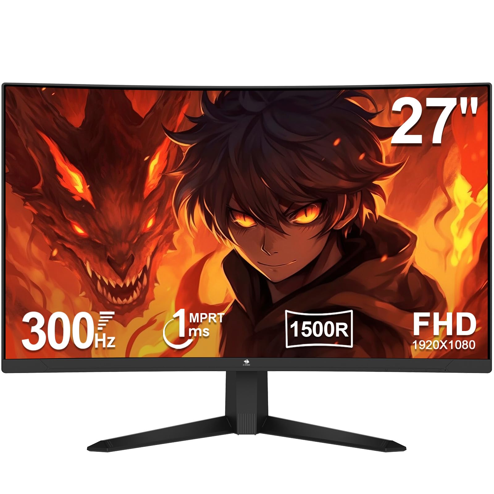 Z Z-Edge(ゼロエッジ) 湾曲ゲーミングモニター 27型 300Hz 1ms 1500R曲面 VAパネル FHD(1920x1080) AMD FreeSync対応 HDR10準拠 非光沢/超薄型 HDMI/DP PS5/Xbox/Switch推奨 ｜道具セレクション