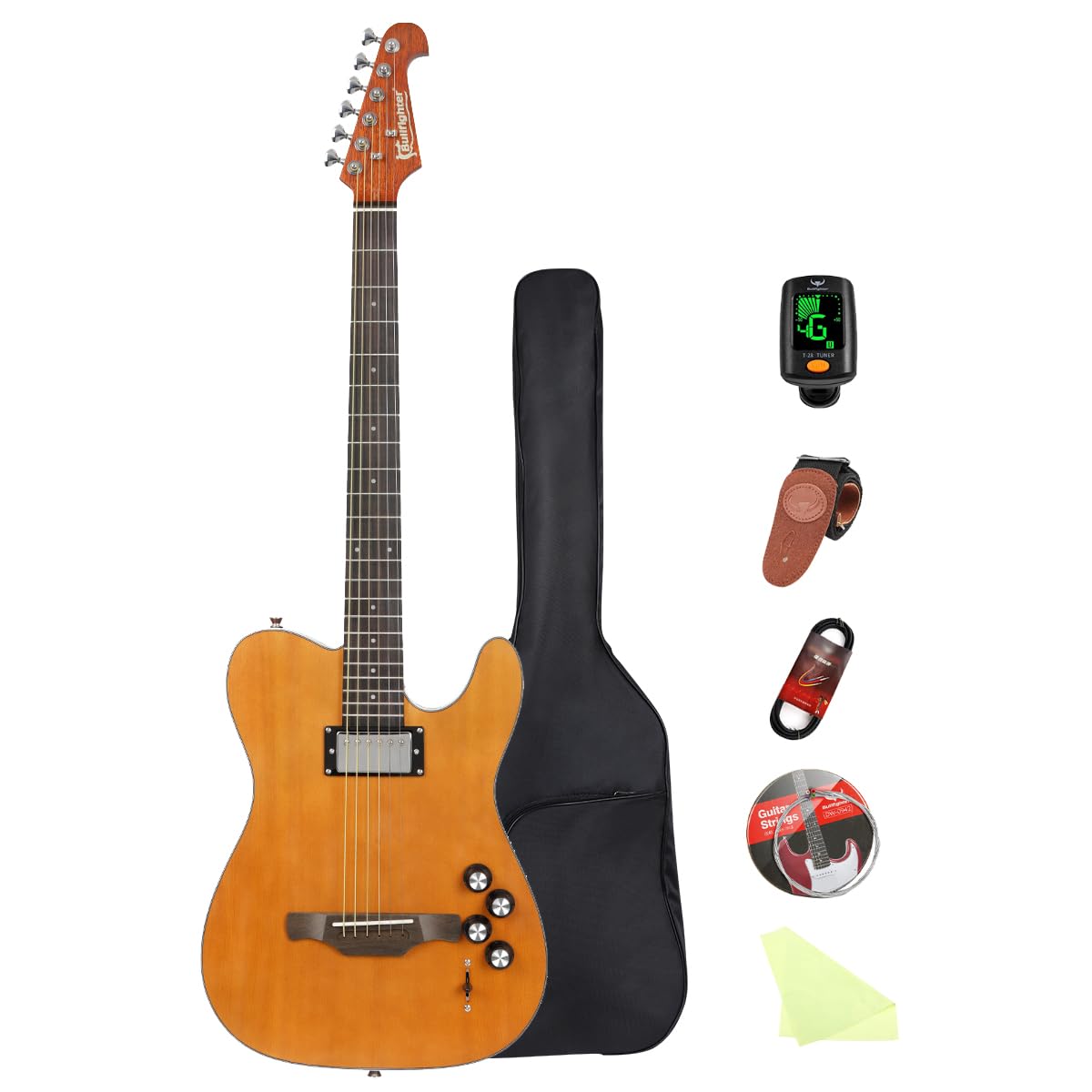 Bullfighter サイレントギター アコースティックギタートラベル 静粛性初心者 練習 スチール弦 K10 (wood)|道具セレクション