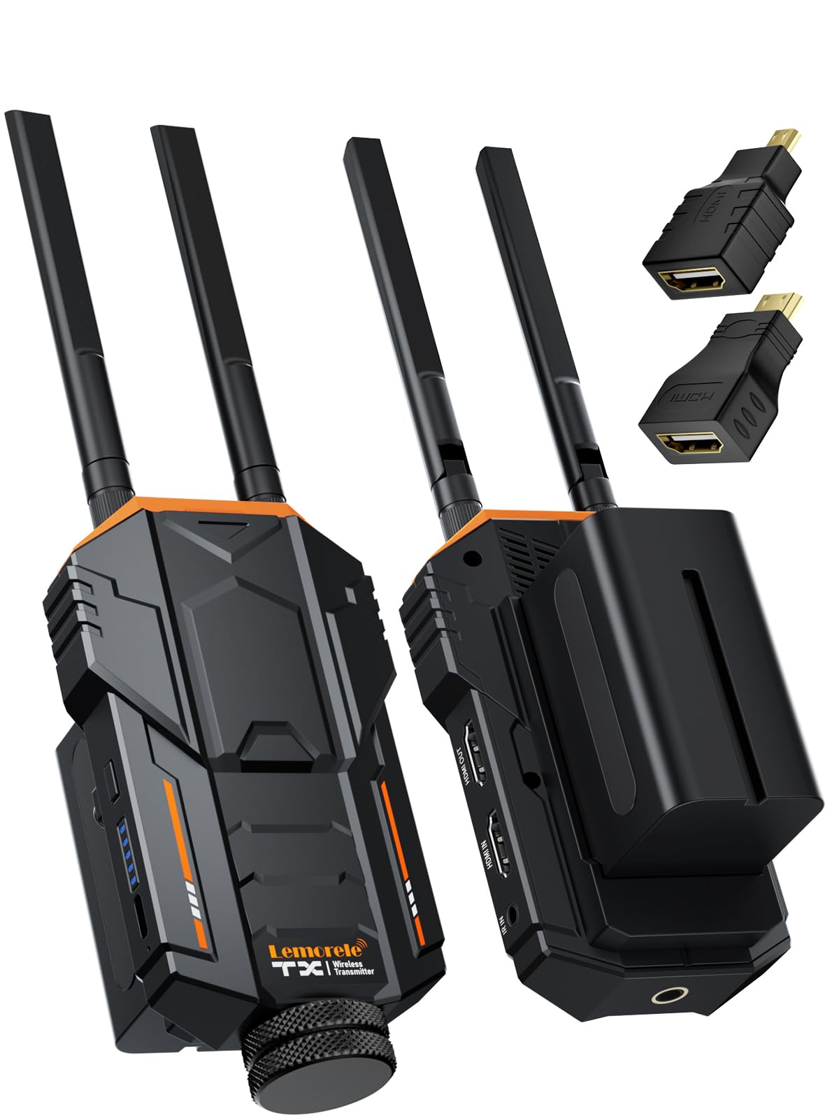 Lemorele ワイヤレスHDMI 200M SDI&HDMI無線映像伝送 HDMI 無線化 バッテリー2個付き 4台受信機増設可能 収納に便利 656ft 0.06秒最小遅延 設定不要/WiFi不要 5Gワイヤレス伝送技術 1080@60Hz 技適認証