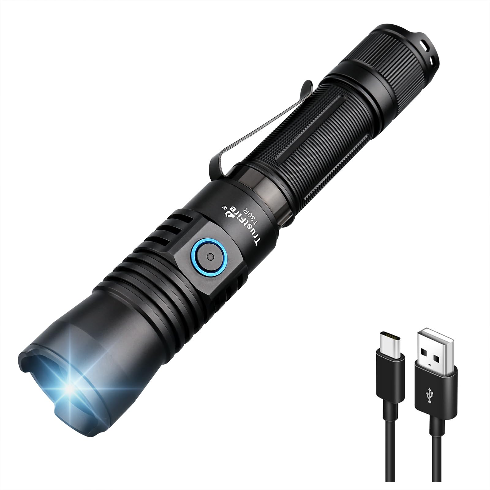 Trustfire 懐中電灯 充電式 軍用 最強 460ルーメン 超強遠射1100m LEDハンディライト タクティカルライト 高輝度 戦術フラッシュライト 強力な耐衝撃性 ハンドライト IPX8防水 大容量 ポケットクリップ 狩猟 警察 アウトドア 登山