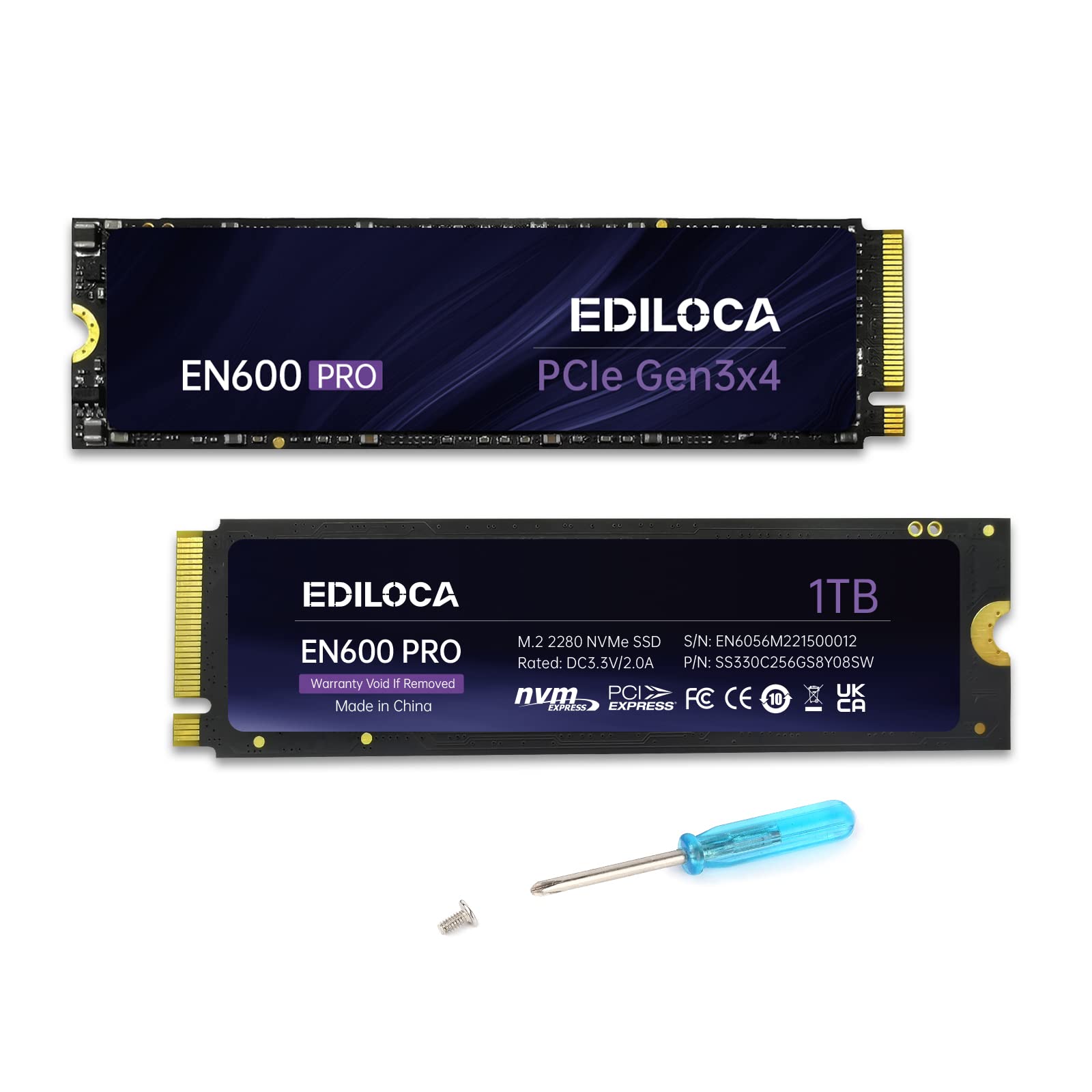 Ediloca EN600 PRO SSD 1TB PCle 3.0x4 NVMe M.2 2280 最大読込: 3200MB/s 最大書込:2000MB/s 内蔵SSD SLC キャッシュ 3D NAND TLC グラフェン冷却ステッカー ノートパソコン|道具セレクション