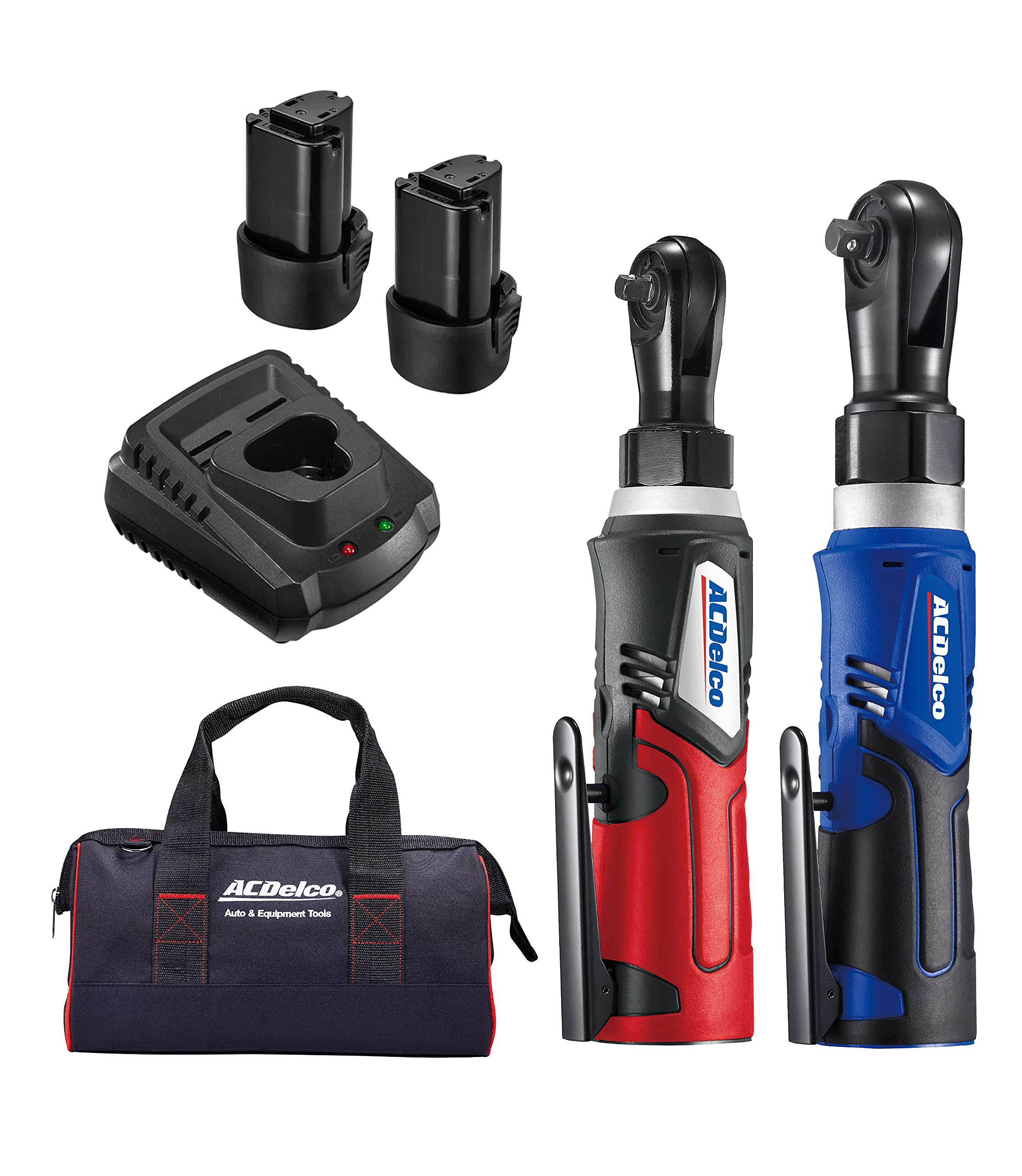 ACDelco G12 10.8V 充電式 ラチェットレンチ ツールセット 1/4”(6.35mm) & 3/8” (9.53mm) リチウム電池2個 （日本語取扱説明書．キャンバスバッグ付）ARW1209-K92