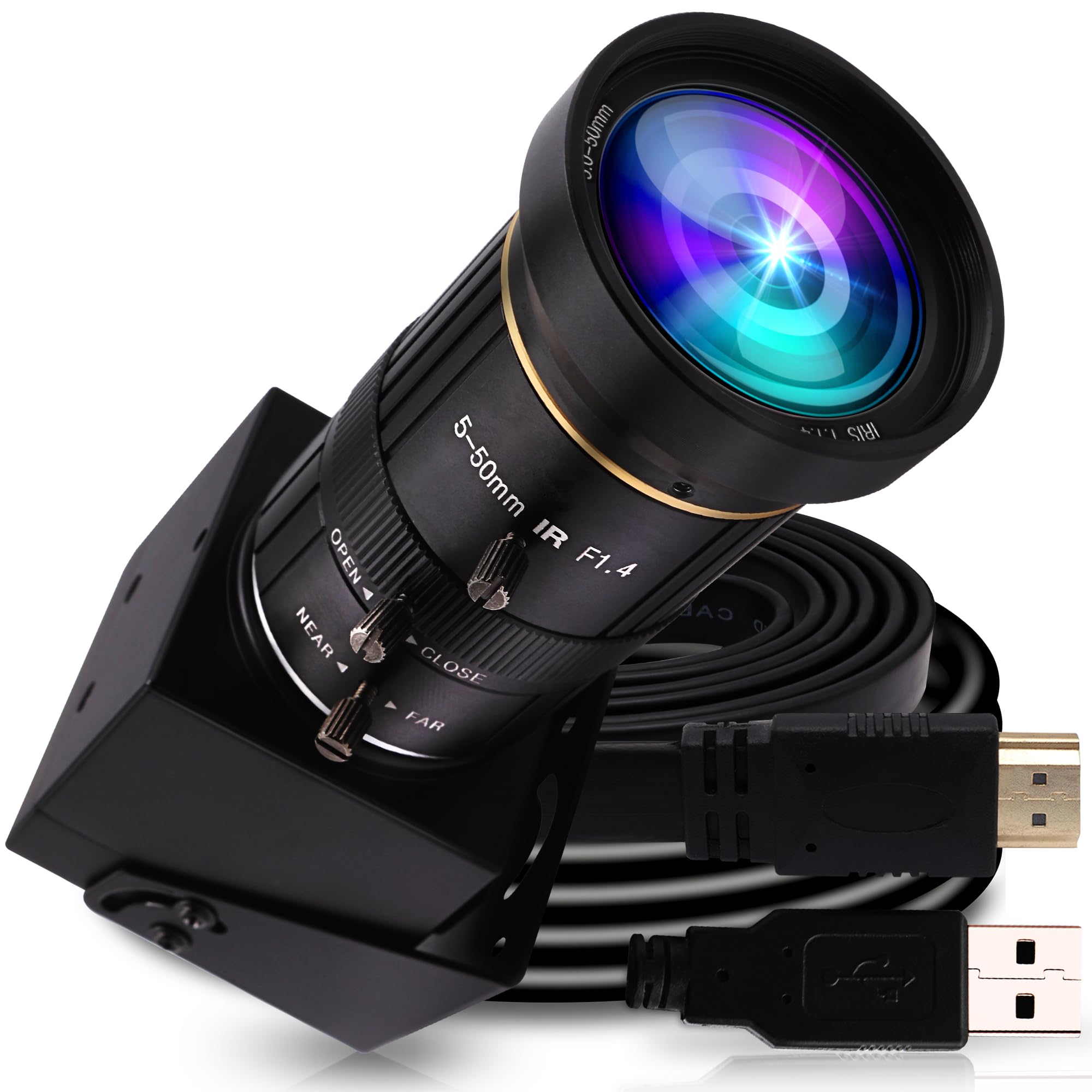 ELP 4K HDMI USBカメラ マニュアルズーム ウェブカメラ 可変焦点 PCカメラ コンピュータ用ミニクローズアップ Webカメラ H.265 望遠鏡 IMX415産業用CCTV USBセキュリティWebかめら Lightburn Camera (｜道具セレクション