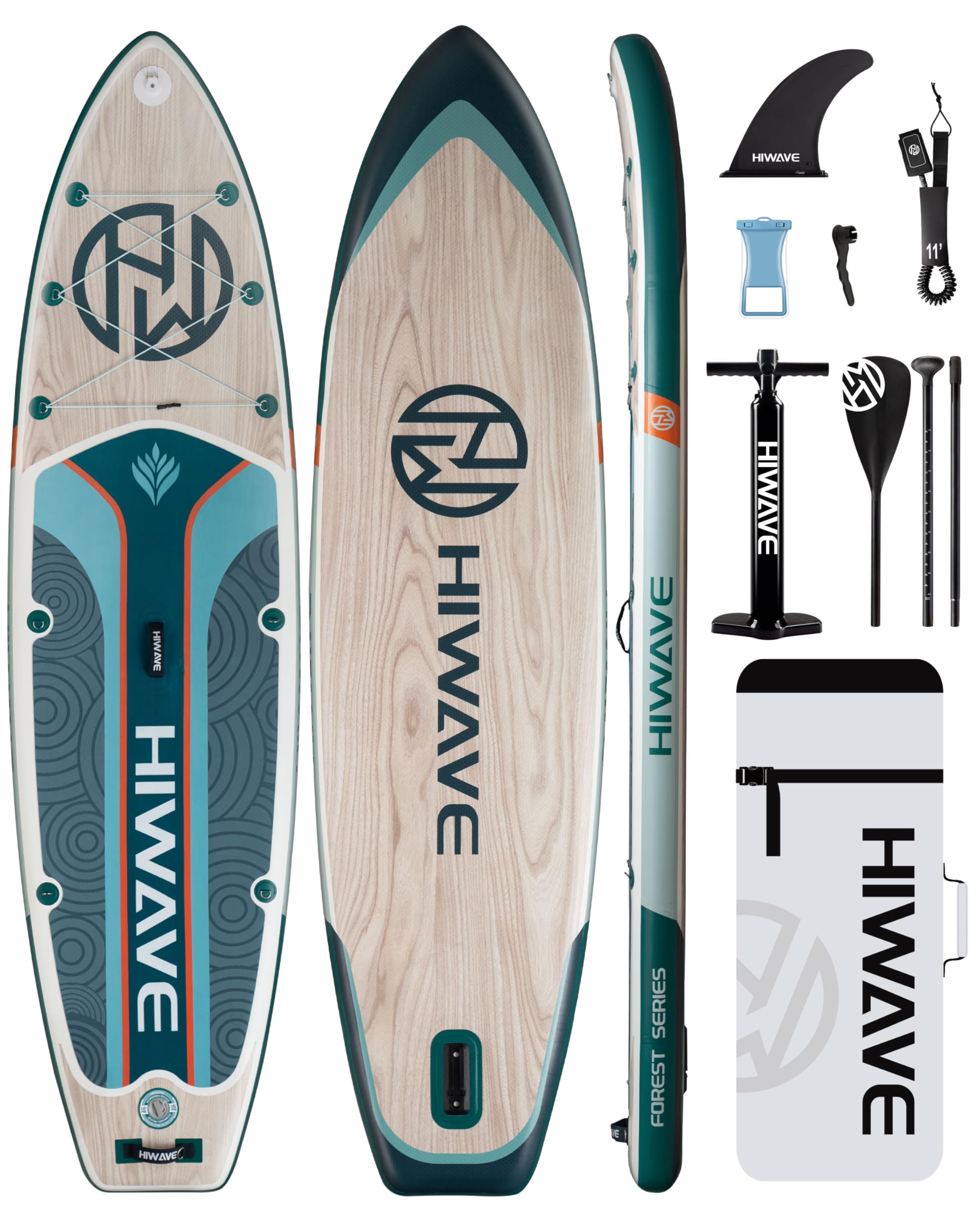 Hiwave 11'*34'*6'空気入りパドル大型パドル超ワイドSupボードは、2人で使用でき、さまざまな技能レベルに適した大人の万能ボードです