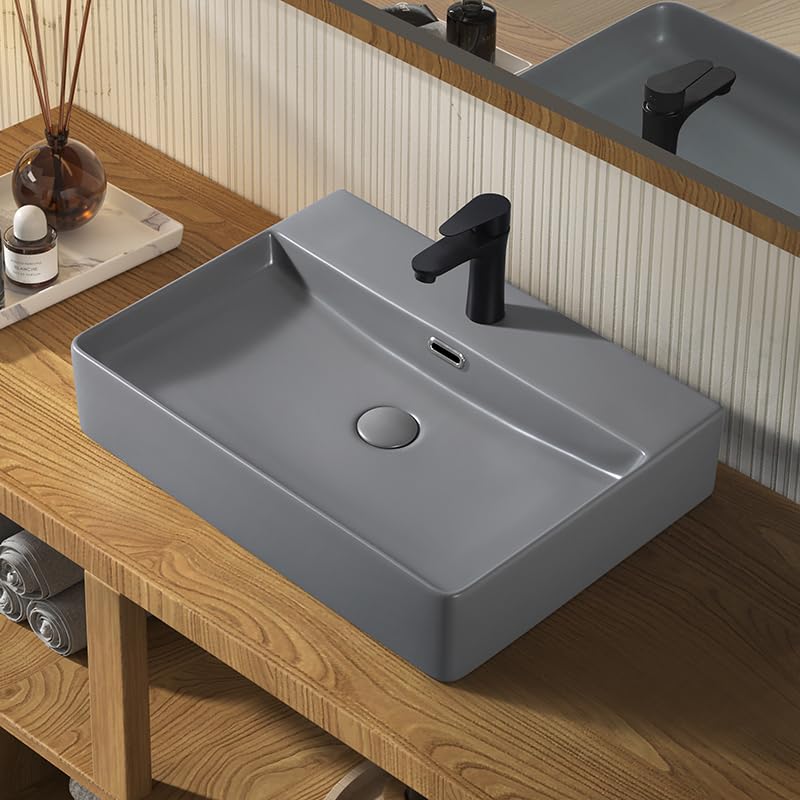 LUYI グレー 洗面ボウルセット 洗面台 手洗いボウル 605x420x130mm|道具セレクション