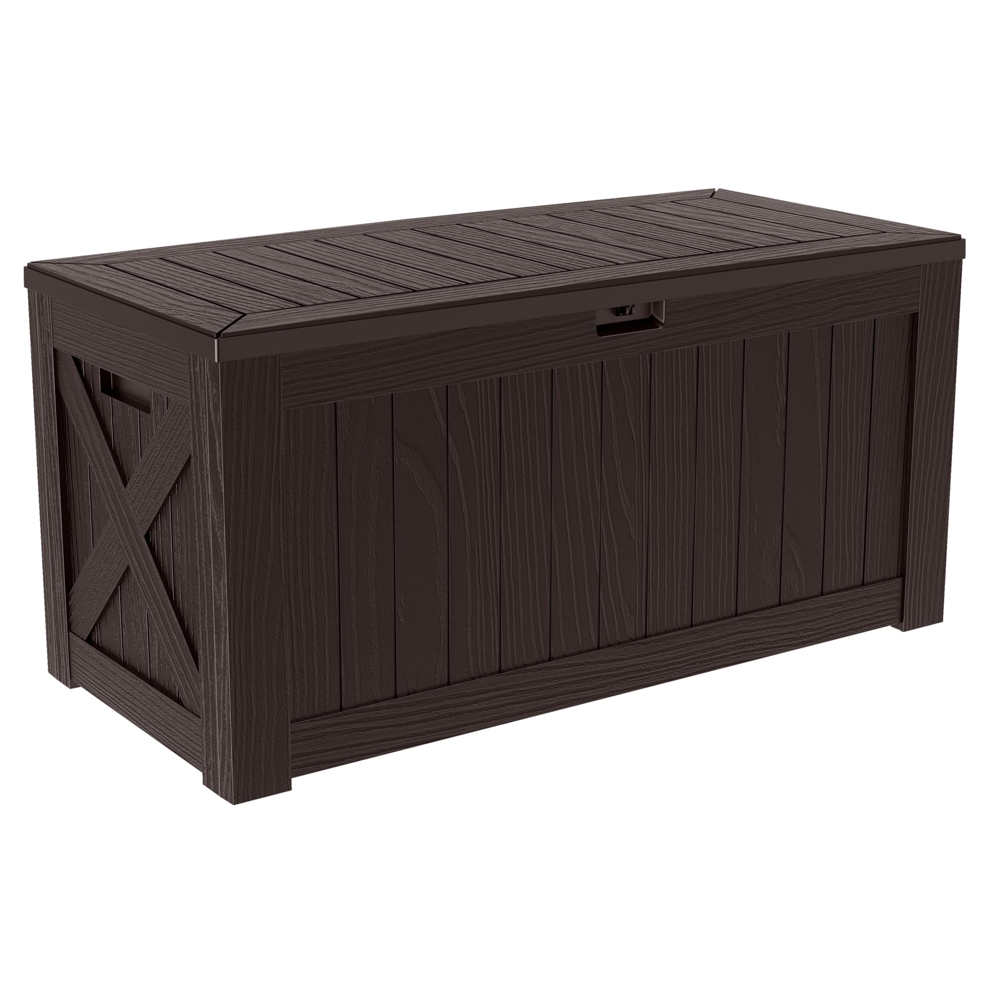 HOMECO 物置 収納庫 454L 大容量 幅132*奥行き61*高さ65cm ベランダ収納 屋外収納ボックス 収納ベンチ 倉庫 屋外収納庫 ベンチストッカー アウトドア収納 屋外 収納 おしゃれ ブラウン