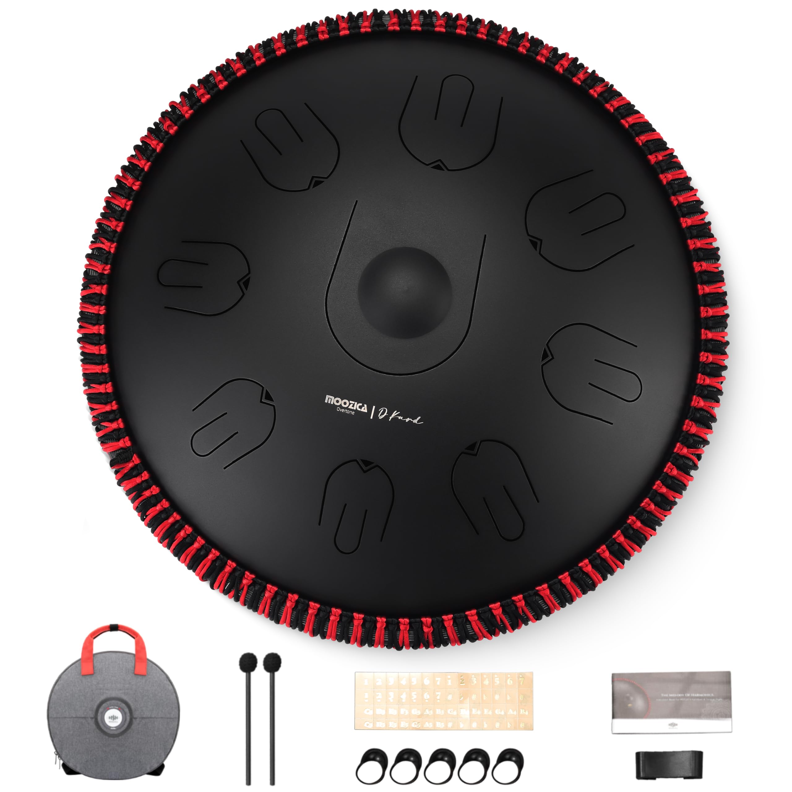 MOOZICA スリットドラム タングドラム 14インチ 17音符 D短調 ハンドパン スチールタンダム オクターブオーバートーンデザイン 瞑想 ヨガ 禅 音楽療法 打楽器 マレット 説明書と収納バッグ付き（黒Dクルド）｜道具セレクション