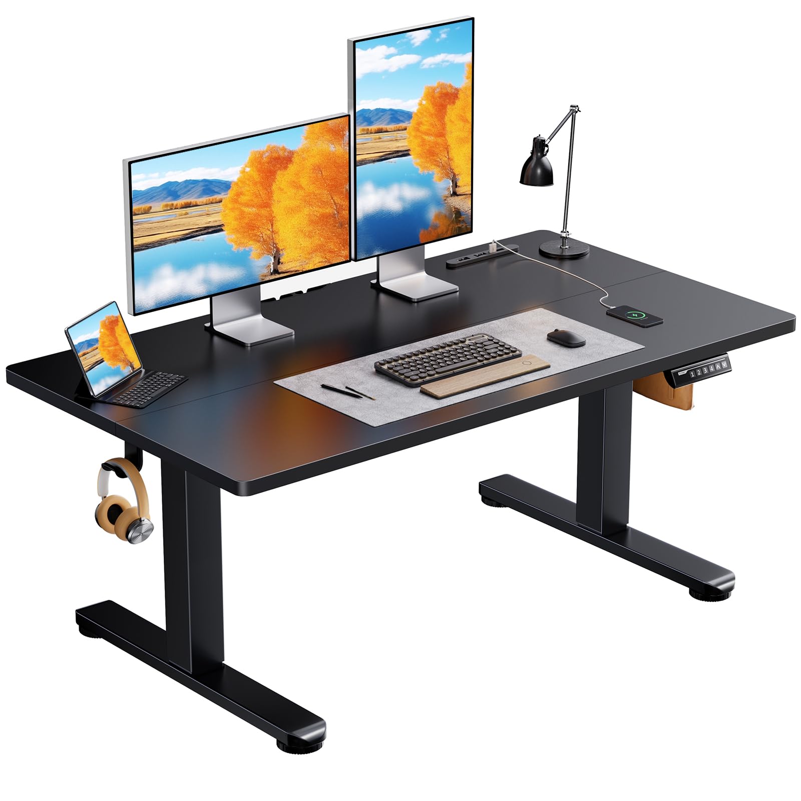ErGear 電動昇降式デスク ロータイプ 高さ48-72cm コンセント&USBポート付き ローデスク 座椅子机 4パターン高さメモリー機能 静音 収納フック付き パソコンデスク テーブル 電動机 ゲーミングデスク【幅120 x 奥行き60 x 高さ48｜道具セレクション 19,687円