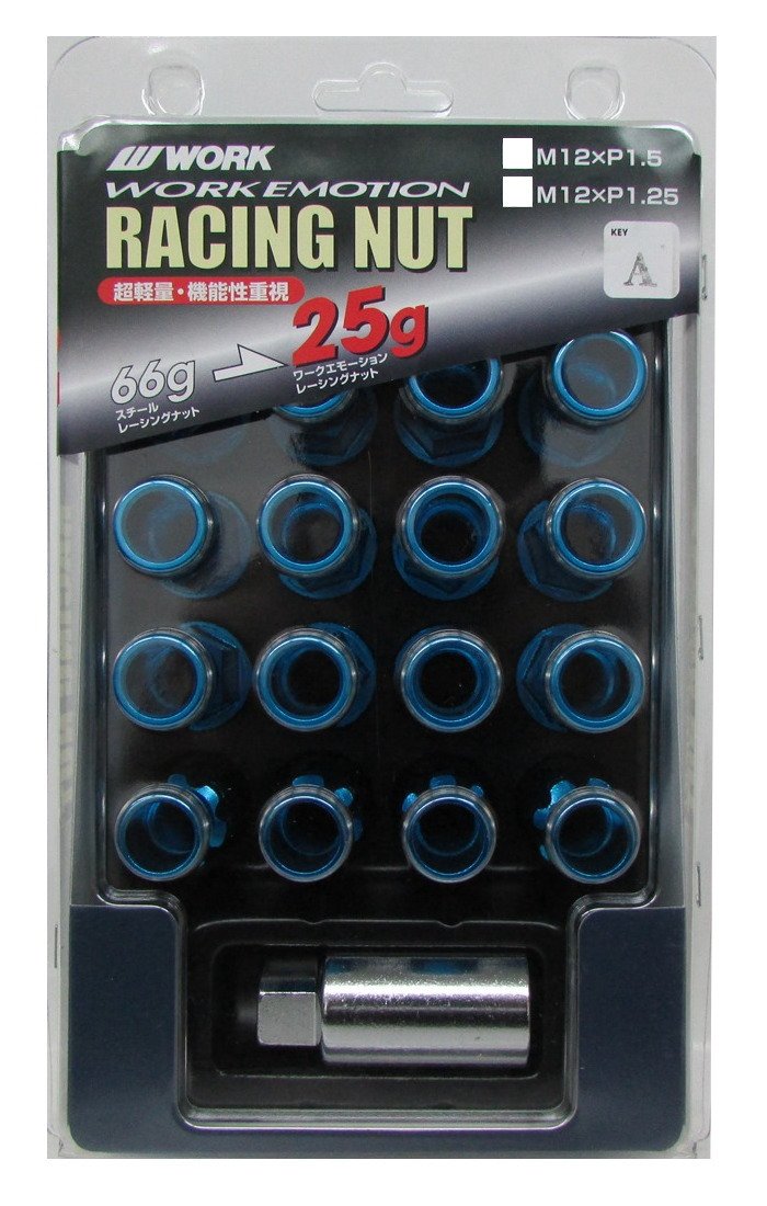 WORK(ワーク) ロングタイプロックナットセット 軽量レーシングナット ブルー 19HEX M12×P1.5 全長50mmWORKRANUT-BL15