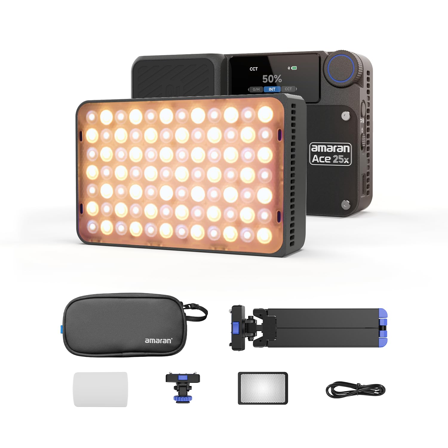 aputure amaran Ace 25X Kit 25W小型撮影ライト 両色温 グリッド＆収納バッグ 磁気吸着・クイックリリース機能付き 1/4ネジ穴搭載 ライブ配信・Vlog・補助照明に最適 (ブラック)｜道具セレクション