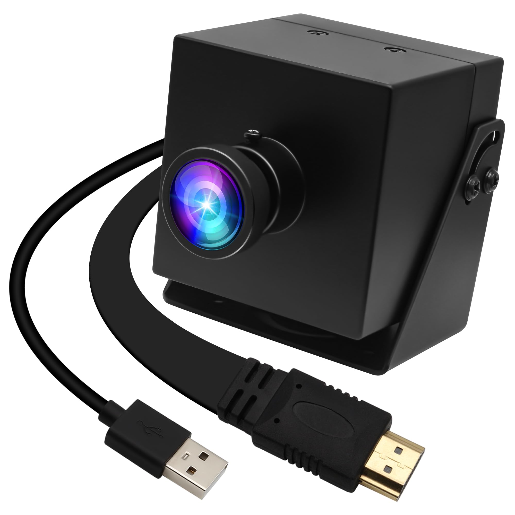 ELP 4K HDMI USB カメラ 広角 PC カメラ コンピュータモニター用 同時出力 ミニ UVC USB2.0 ウェブカメラ 2X デジタルズーム H.264 8mp USB セキュリティカメラ (120度低歪みレンズ)