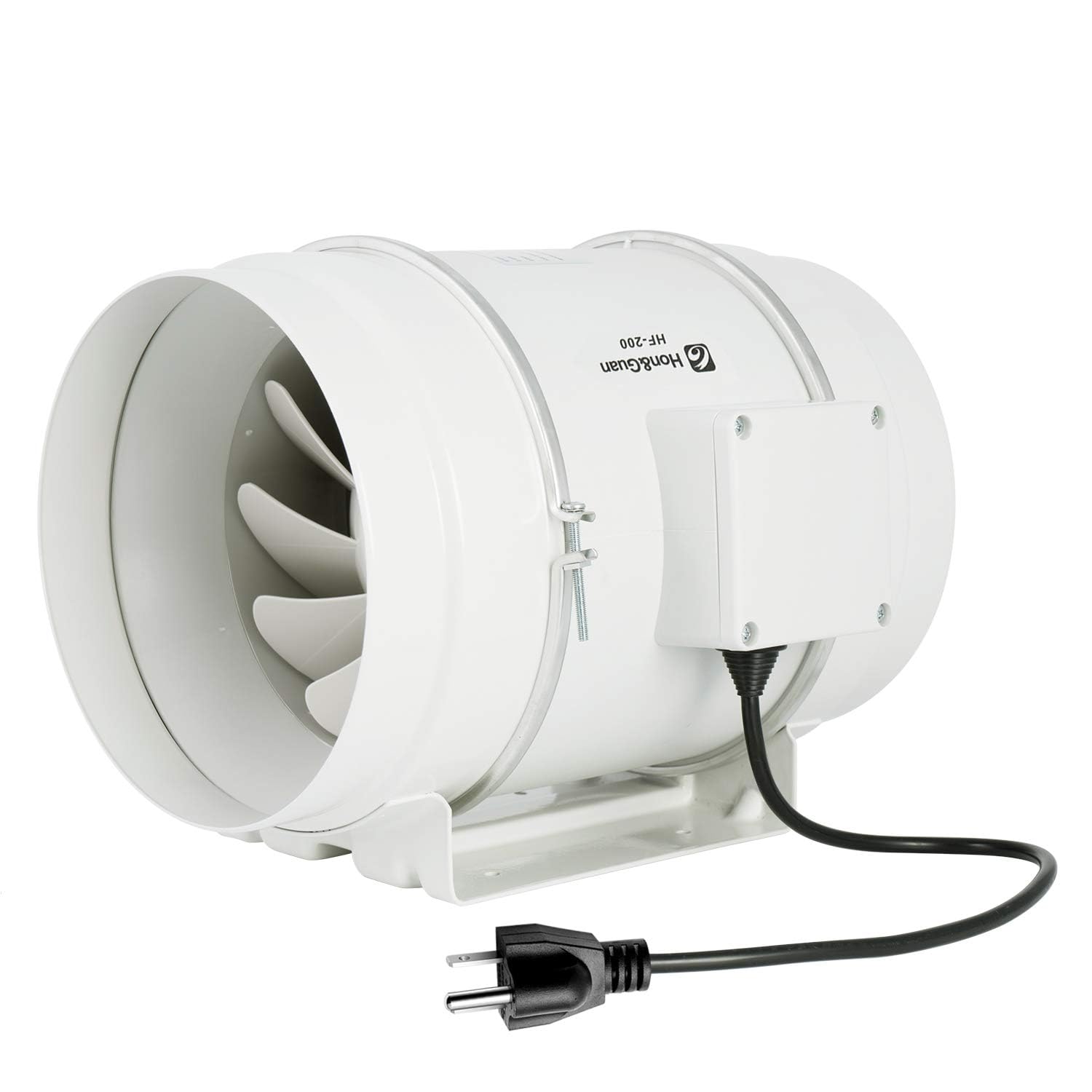 Hon&Guan ダクトファン 200mm 強力 省エネ 静音 【インボイス制度登録店】 ダクト用換気扇 塗装ブース用 家焼肉 中間取付 丸形タイプ 産業用換気扇 (HF-200P/φ200mm)