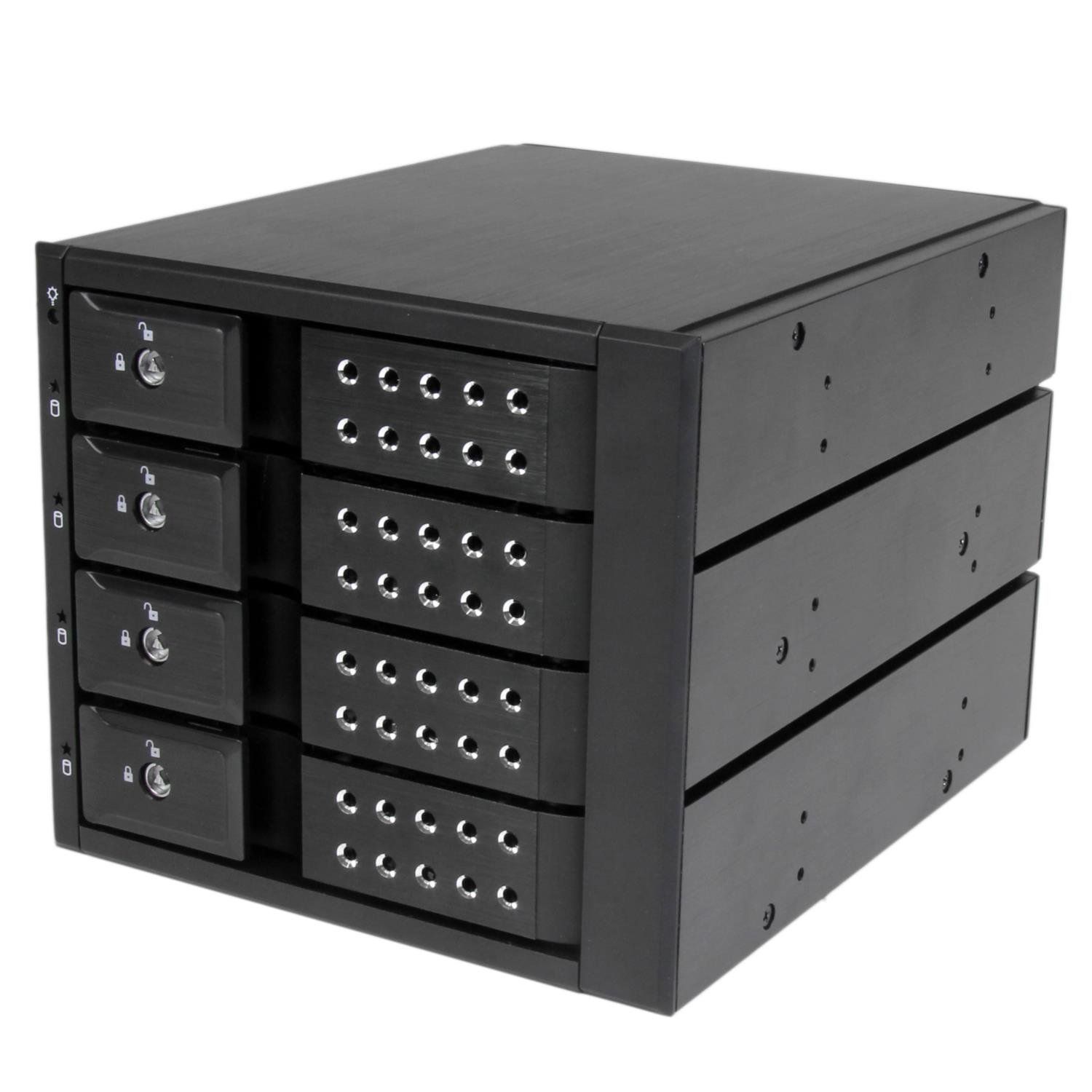 StarTech.com 4x 3.5インチSAS 2.0/SATA 3.0 HDDドライブ対応モバイルラック インナートレイ不要 ホットスワップ 3x 5インチベイに搭載 HSB4SATSASBA