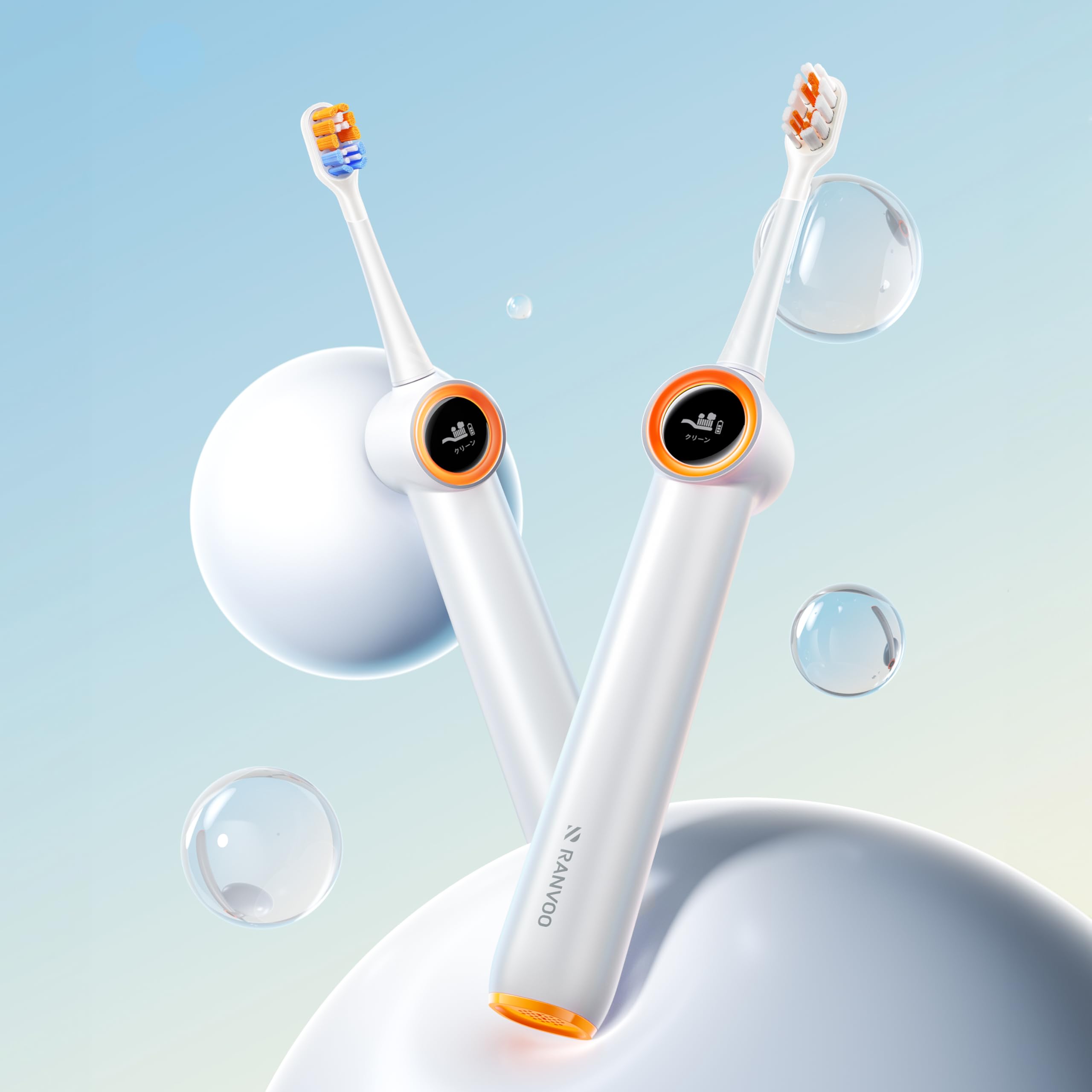 【次世代エアジェット洗浄 歯科医基準】RANVOO AirJet 電動歯ブラシ ソニック 【2026 AirJet・・バブル洗浄技術 】敏感歯 矯正対応 360°ケア 歯垢除去率99.9% 歯周ポケットケア 3つのモード 感圧パネル搭載 マグネット式充電 5