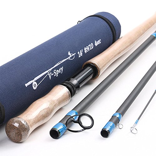 M MAXIMUMCATCH Maxcatch Speyフライロッド4ピース カーボンフライフィッシングロッド メッセ・チューブ持って(Size:7/8/9 wt) (14ft 9/10 wt)|道具セレクション