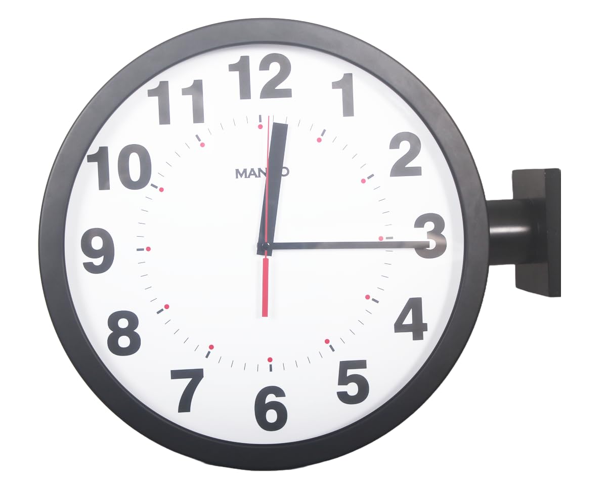 両面電波掛け時計 両面時計 manbo double face wall clock 文字盤の直径37.9cm ブラック おしゃれ両面掛け時計 北欧 時計 インテリア｜道具セレクション