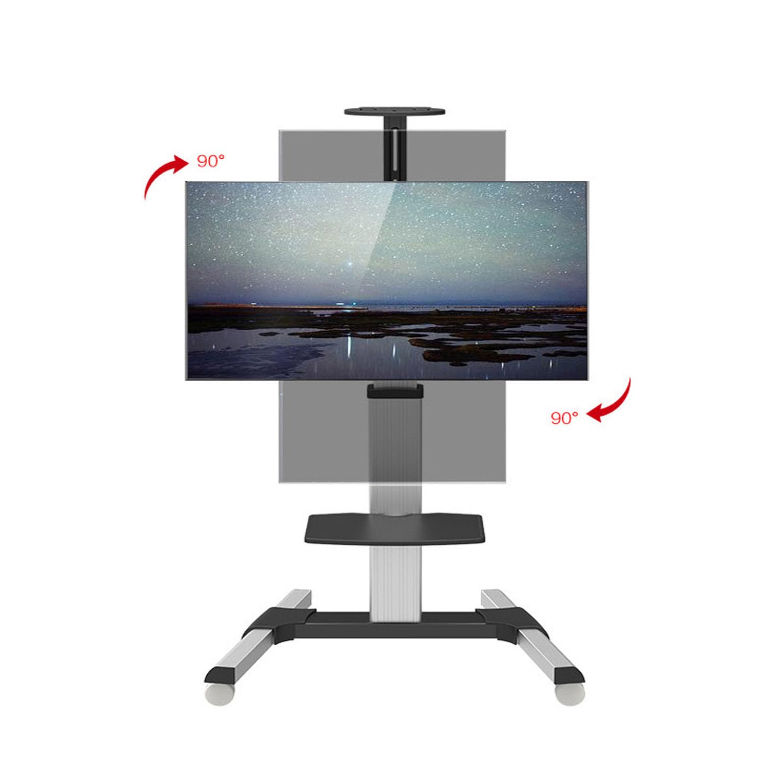 BESSTER 大型テレビスタンドキャスター 壁寄せ ハイタイプ 画面90度回転可能 液晶ディスプレイスタンド 32~70インチ対応 横縦画面切り替えをサポート 移動式 モニタースタンド キャスター 高さ調節可能 棚板付 VESA600*400mmまで 耐|道具セレクション