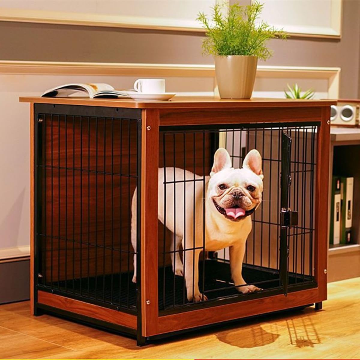 Shinyever 犬ゲージ 犬 サークル ウッディサークル 犬 ゲージ 屋根付き ペットケージ ペットサークル ドッグゲージ 木製 犬 ゲージ 兎 ケージ 幅60×奥行46×高さ60cm 中小型犬用 インテリア 引き出し式トレー 1台3役 お掃除が楽々(|道具セレクション