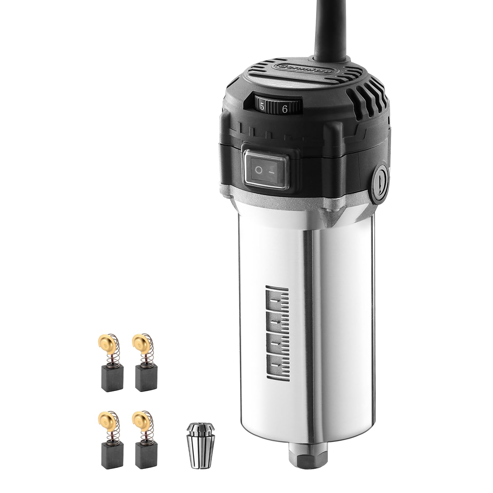 Genmitsu 710W コンパクトルーター 65mm 直径、6 可変速度パームトリマールーター、ER11 コレット & 4 カーボンブラシ付き、CNC マシン用スピンドルモーターアップグレード
